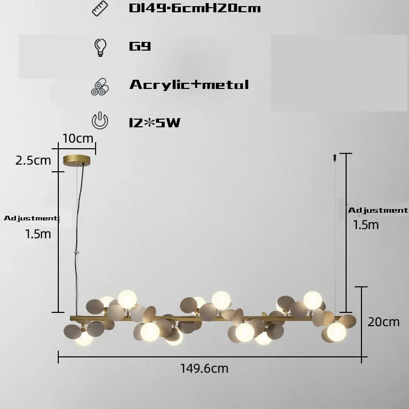 DecorBites™ Gold Metal G9 LED Pendant Chandelier with Acrylic Flower Decor