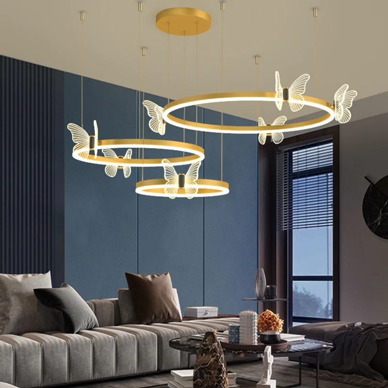 DecorBites™ ثريا الفراشة LED المعلقة لغرفة المعيشة الحديثة