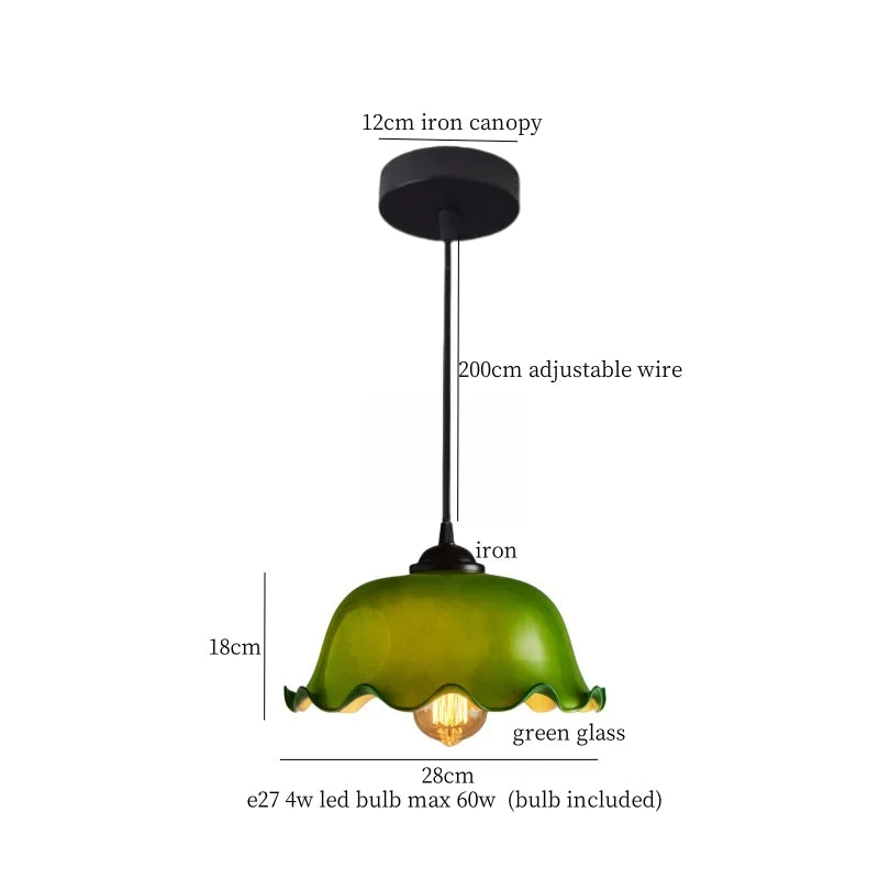مصباح معلق DecorBites™ LED زجاجي أخضر لديكور غرفتي المعيشة والطعام