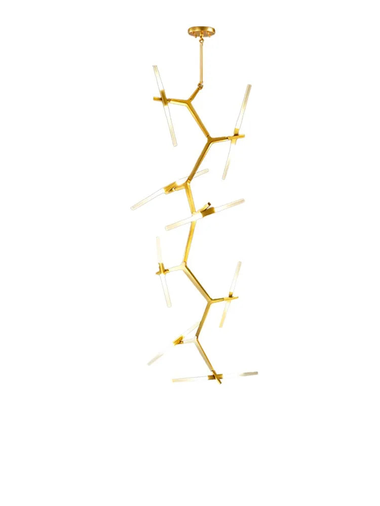 ثريا DecorBites™ Gold Branch LED لفيلا دوبلكس ودرج - إضاءة داخلية عصرية