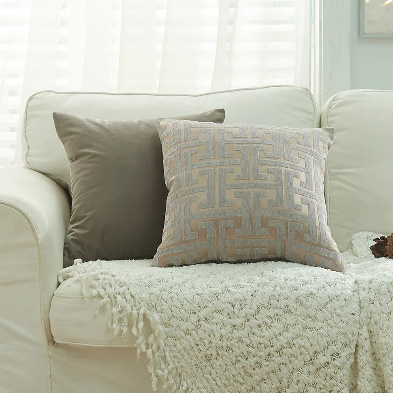 DecorBites™ Geometric Chenille Throw Pillowcase: Hidden Zipper Cushion Cover for Home Decor