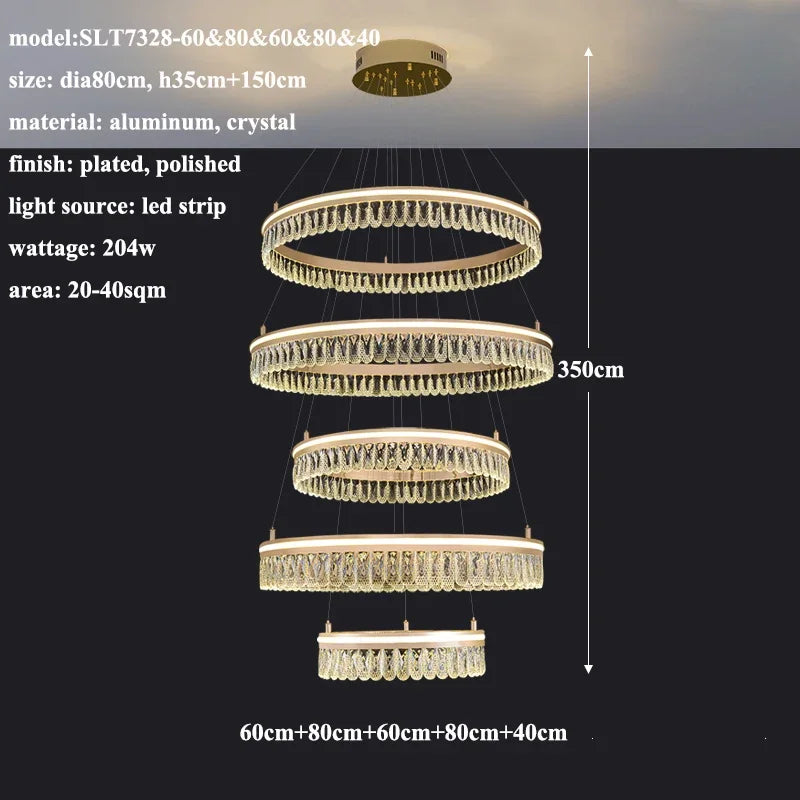 2024 DecorBites™ Modern Crystal LED Chandelier for Living & Dining Room Decor