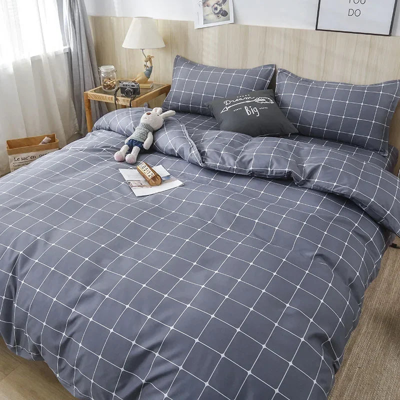 DecorBites™ 4-Piece Geometric Floral Quilt Cover Set for 1.5/1.8/2M Beds