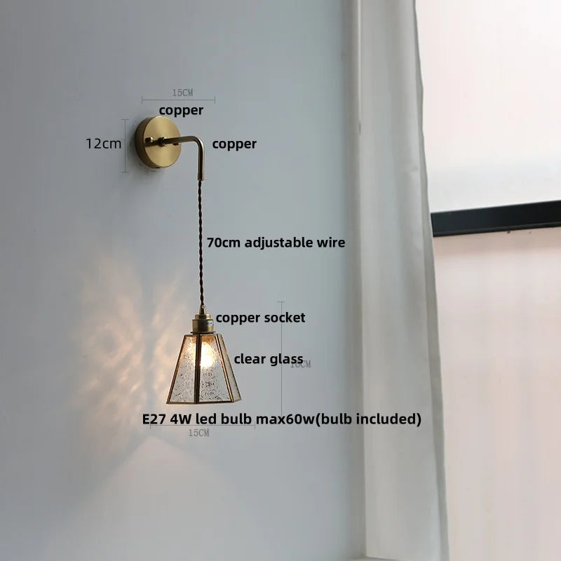 مصابيح جدارية LED من DecorBites™ بزجاج شفاف ومصباح سرير قابل للتعديل على الطراز الاسكندنافي الحديث