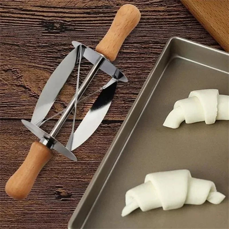 DecorBites™ Croissant Dough Cutter: Stainless Steel Handle, Pastry Wheel Knife for Baking