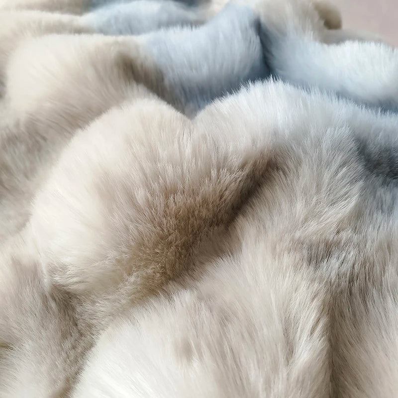 طقم مفروشات فرو الأرنب الصناعي المتدرج من DecorBites™ - أغطية لحاف قطيفة فاخرة ودافئة وأطقم لحاف