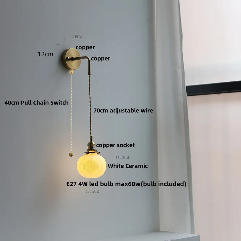 DecorBites™ Adjustable LED Wall Light Clear Glass Copper Bedside Lamp