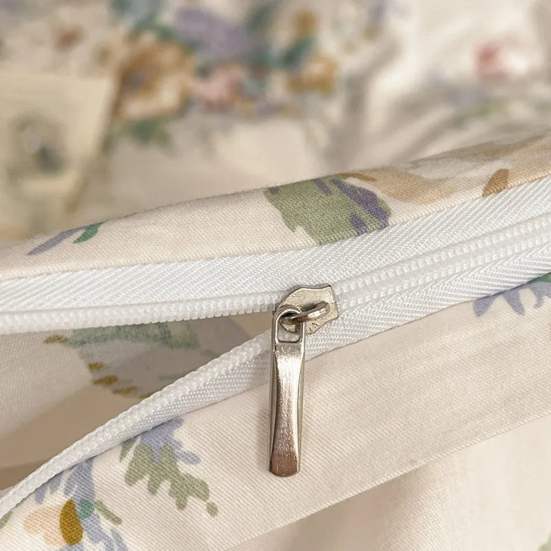 DecorBites™ French Pastoral Princess Lace Bedding Set with Ruffles, 100% Cotton, Queen King