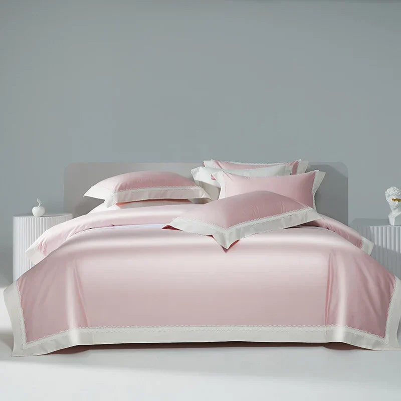 طقم مفروشات دانتيل مرقع من DecorBites™: غطاء لحاف، ملاءة، أغطية وسائد من القطن المصري 1200TC