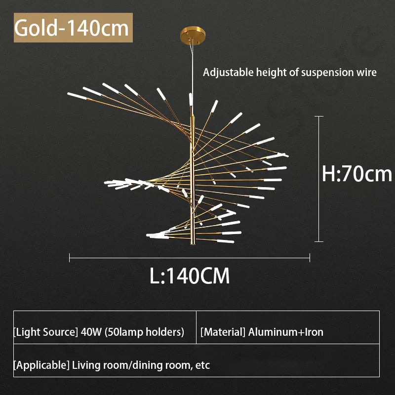 مصباح قلادة سقف الألعاب النارية LED من DecorBites™ - ديكور غرفة فاخر وعصري قابل للتعتيم