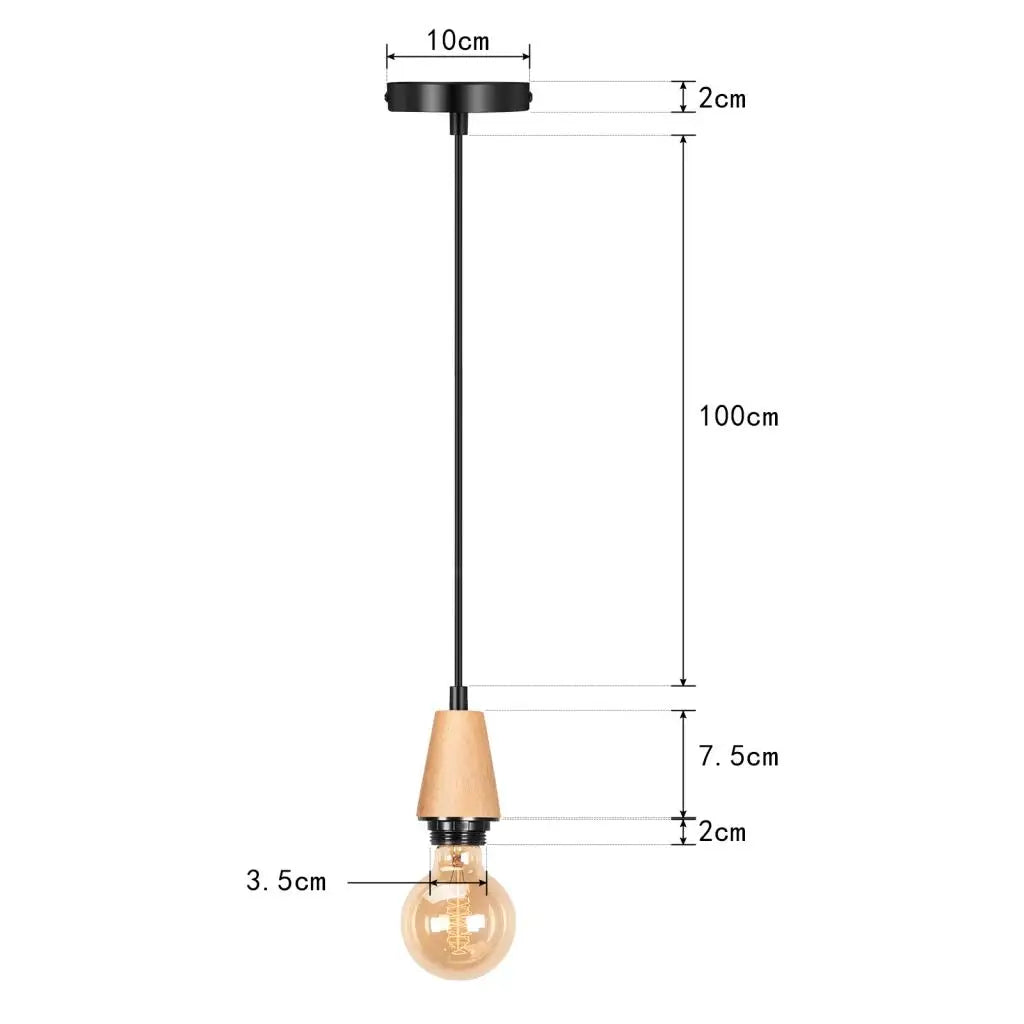 Black Wood Industrial Pendant Light