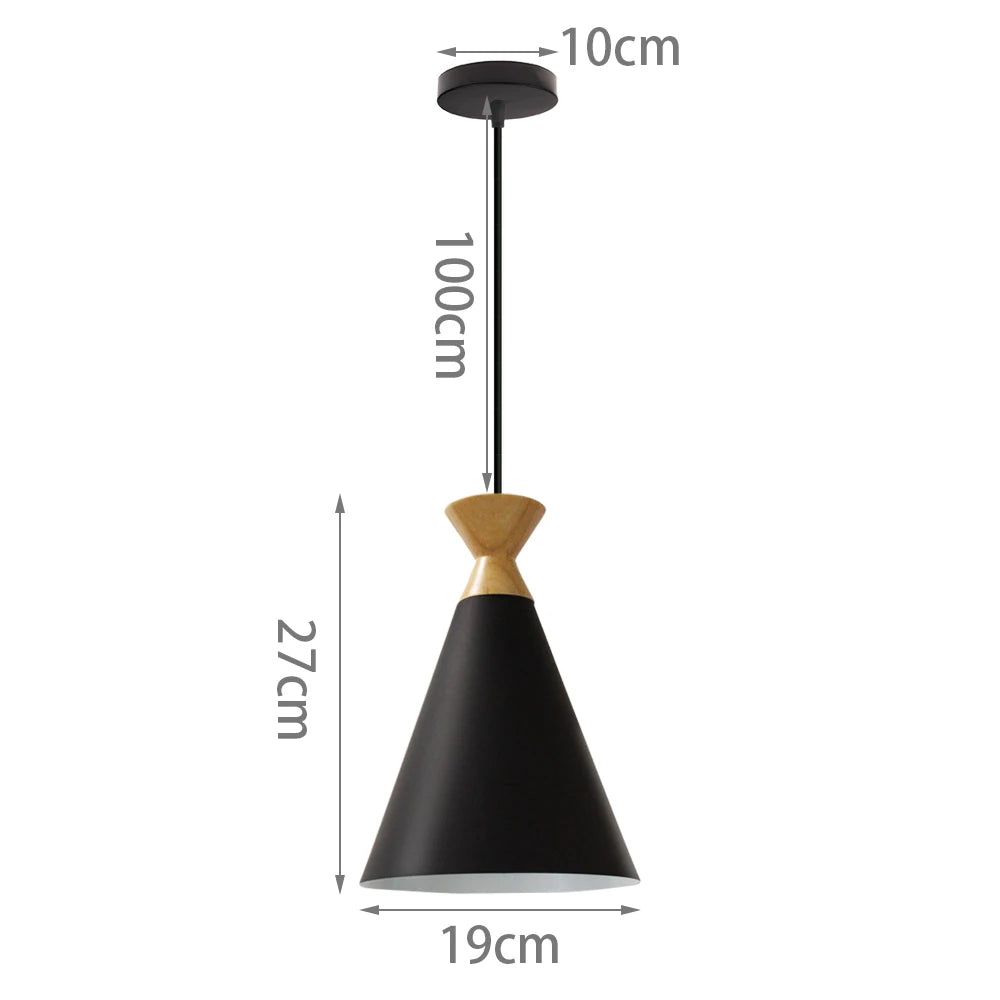 Black Wood Industrial Pendant Light