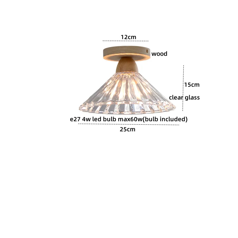 DecorBites™ Crystal Wood LED Ceiling Lamp Clear Glass Modern Indoor Lighting