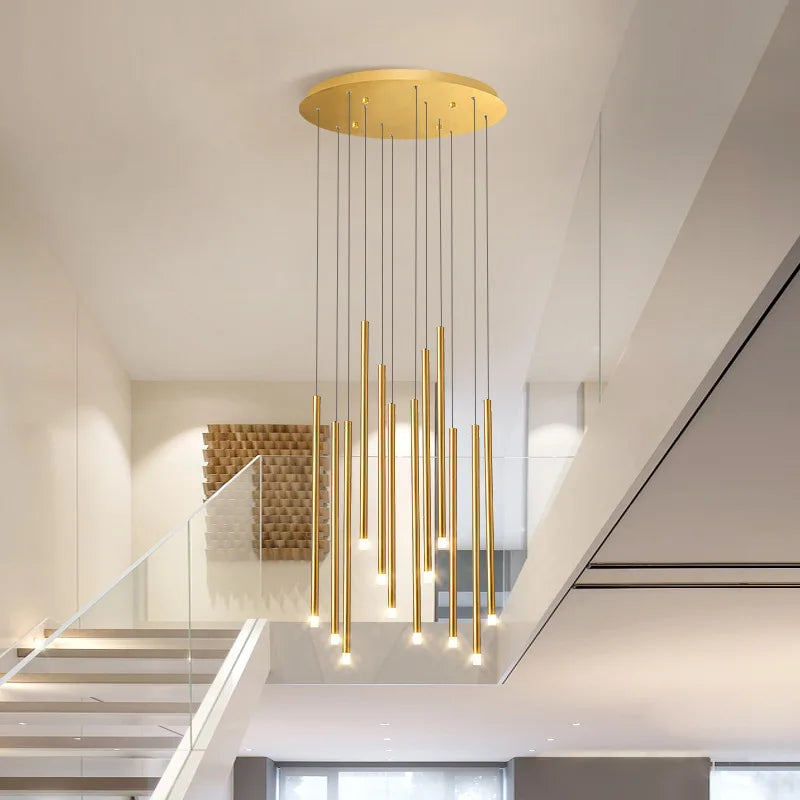 ثريا DecorBites™ LED: إضاءة عصرية بسيطة قابلة للتعديل باللونين الذهبي والأسود لغرفة الطعام