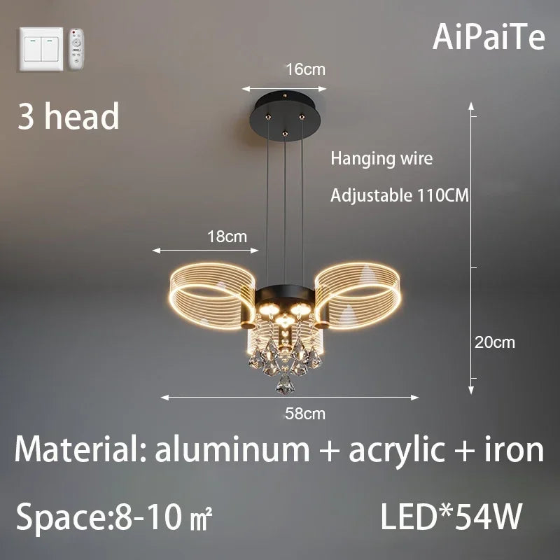 DecorBites™ Acrylic Lustre Chandelier for Living Room, Bedroom, Kitchen - Hanging Ceiling Lamps