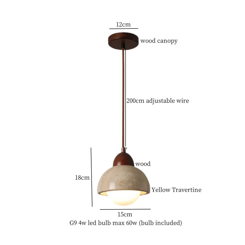 مصباح تعليق LED ياباني DecorBites™ من الحجر الجيري الأصفر لغرفة النوم وغرفة الطعام