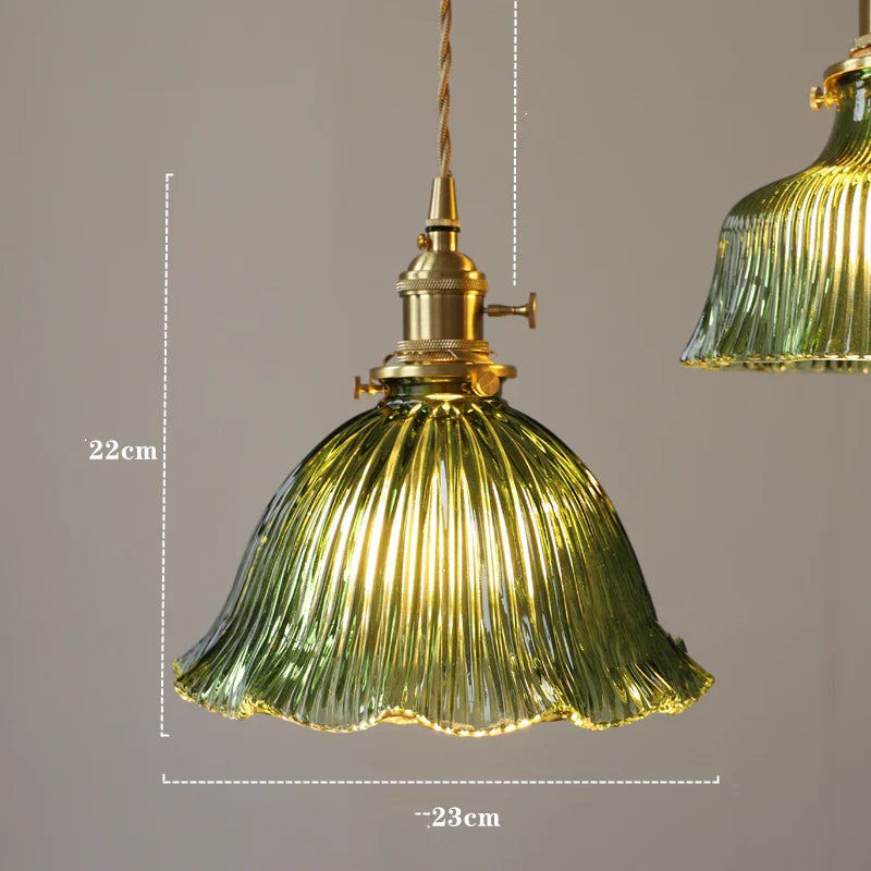 مصباح تعليق مودرن DecorBites™ LED زجاجي أخضر مع حامل نحاسي