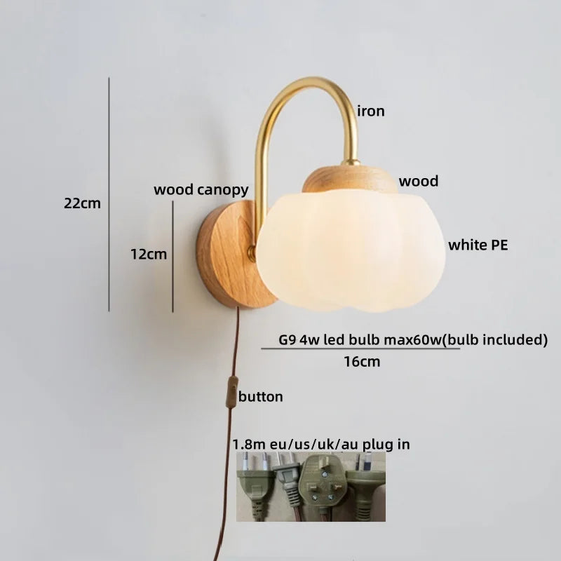 DecorBites™ Cotton LED Wall Lamps with Pull Chain Switch for Restaurant Living Room Bedroom