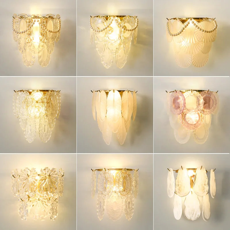DecorBites™ مصباح حائط زجاجي كريستالي فاخر للممرات وغرف المعيشة وغرف النوم والإضاءة في الممرات