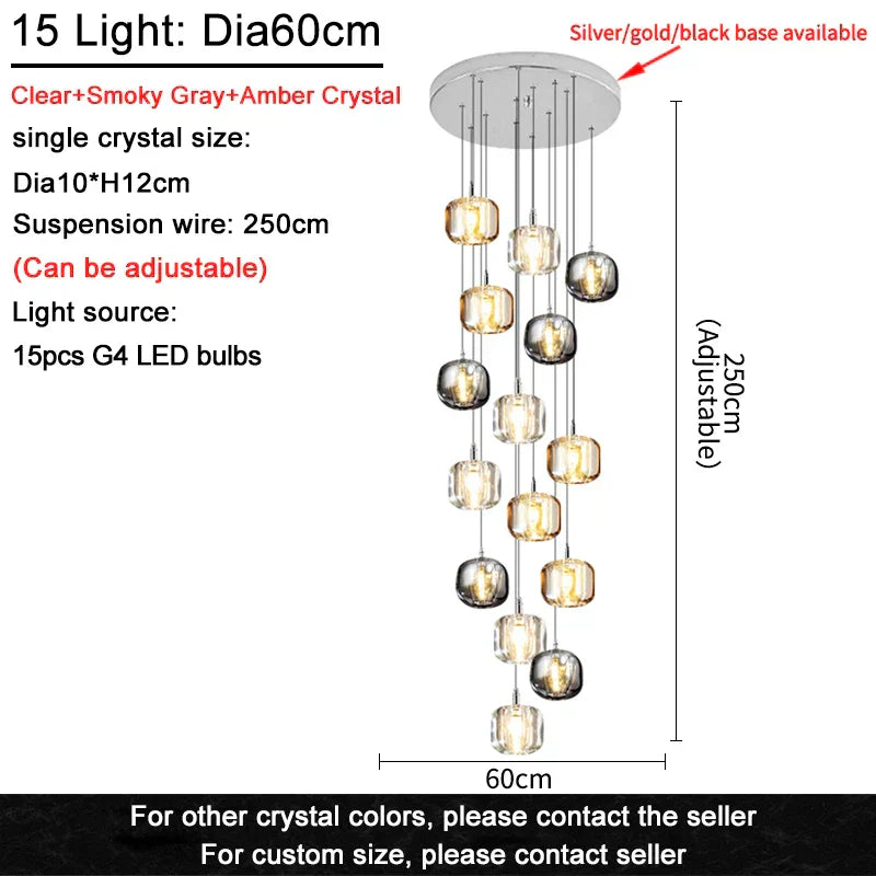 ثريا سقف كريستال LED من DecorBites™ لغرفة المعيشة وغرفة النوم وغرفة الطعام والمطبخ