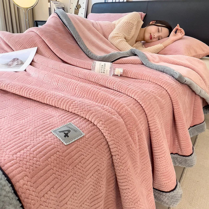 DecorBites™ Cozy Striped Knitted Velvet Blanket