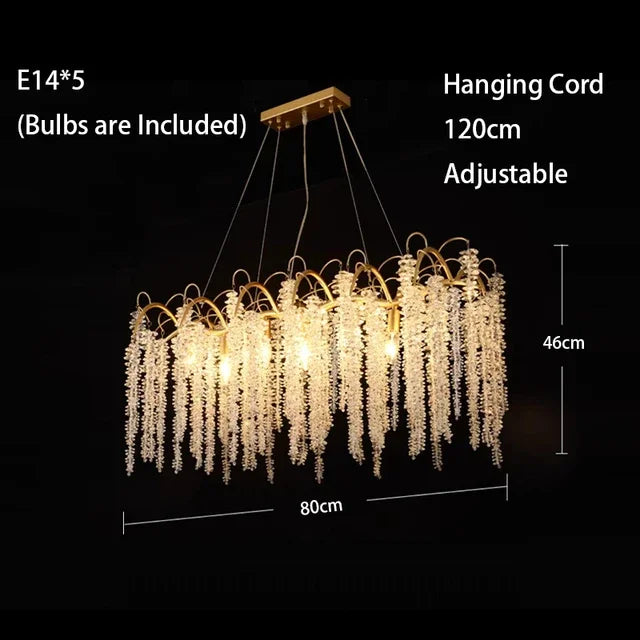ثريات كريستال LED زجاجية ذهبية من DecorBites™ لديكور غرف الطعام الفاخرة