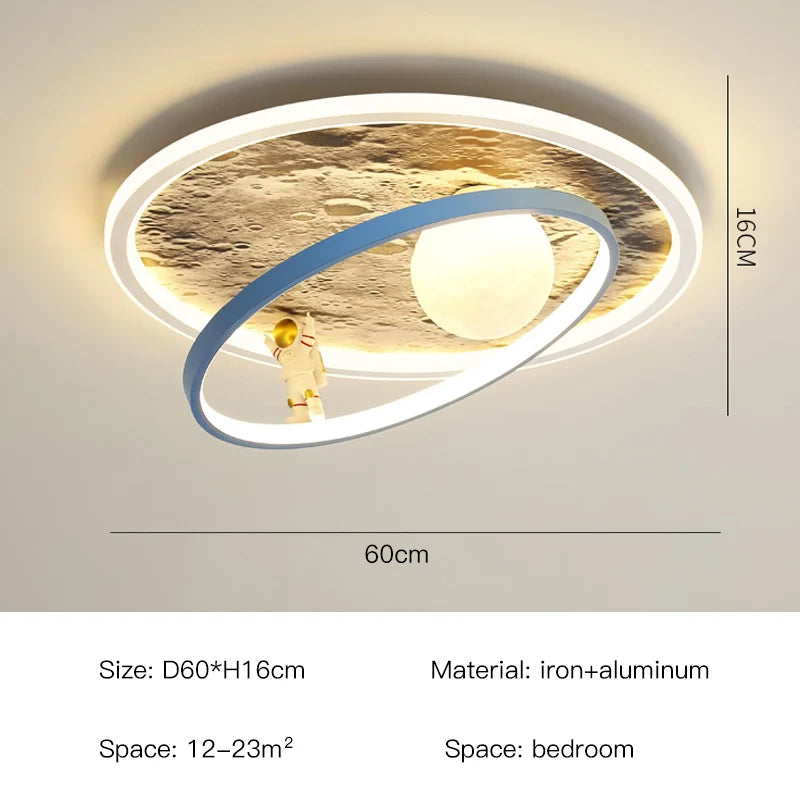 مصباح سقف DecorBites™ Kids Moon Astronaut LED للعناية بالعيون بتصميم كرتوني أزرق وردي