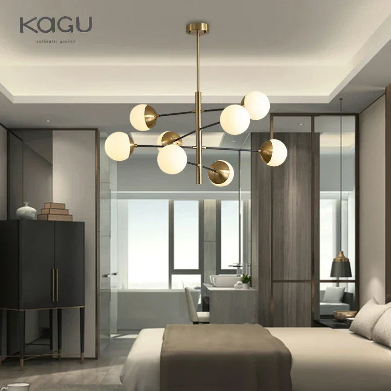 DecorBites™ Golden Glass Magic Bean Chandelier: Modern Luxury for Living Room & Dining Room