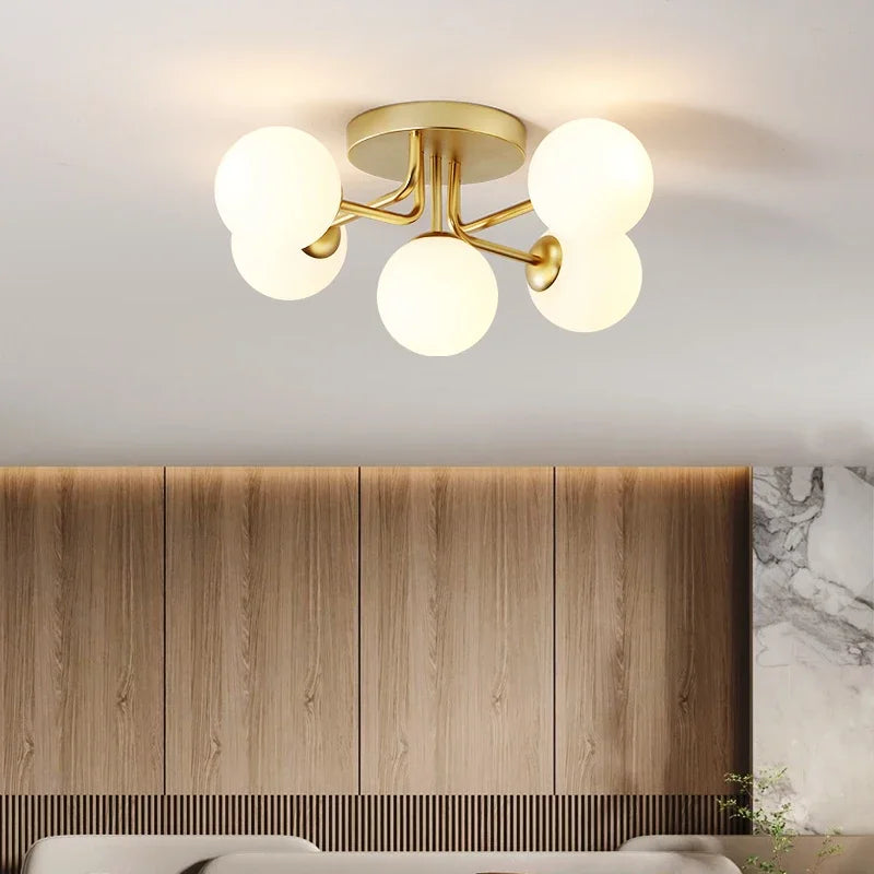 مصباح سقف زجاجي ذهبي DecorBites™. تصميم دائري مموج وعصري لغرفة النوم، غرفة المعيشة، وغرفة تبديل الملابس.