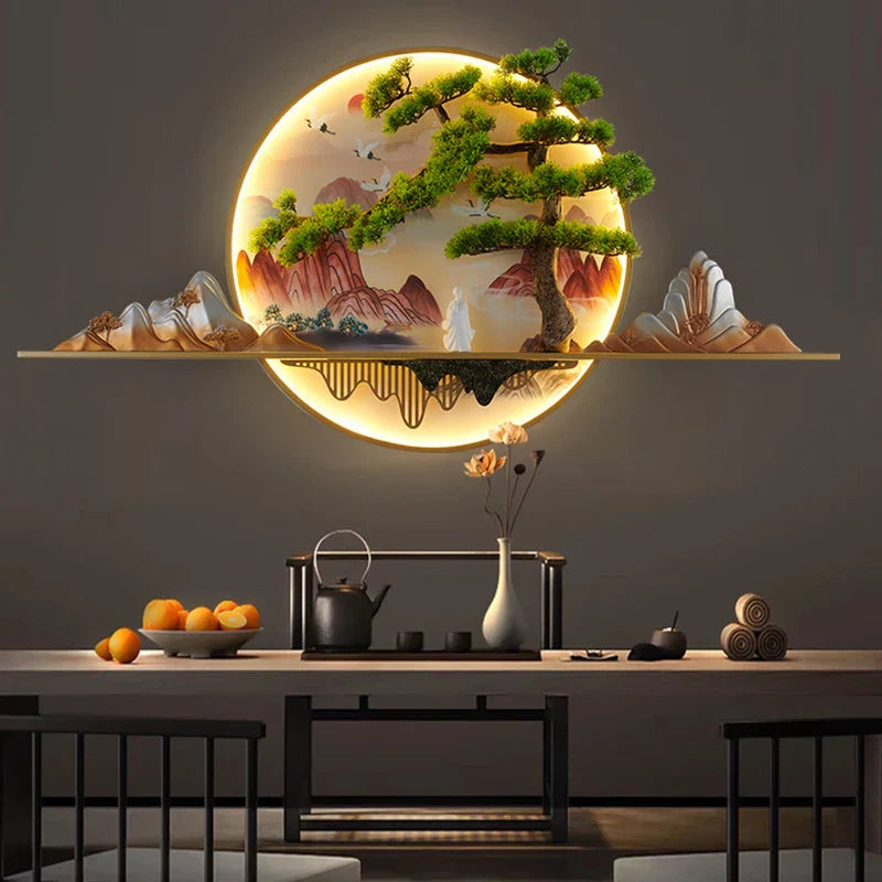مصباح DecorBites™ ‎LED ثلاثي الأبعاد بتصميم مناظر طبيعية لديكور المنزل - طراز صيني حديث