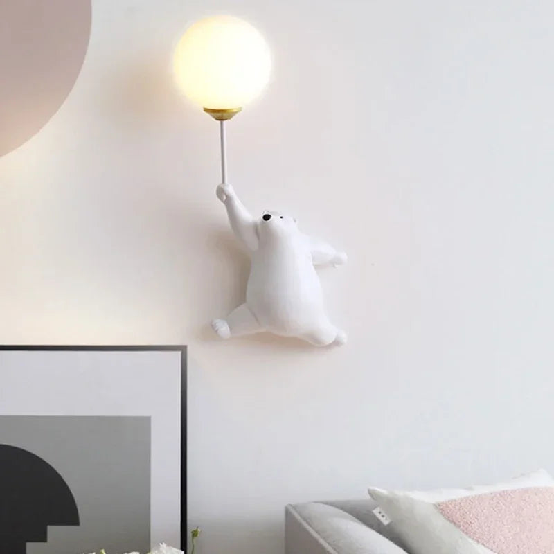 DecorBites™ مصباح جداري بتصميم دب وقمر لديكور غرفة نوم البنات