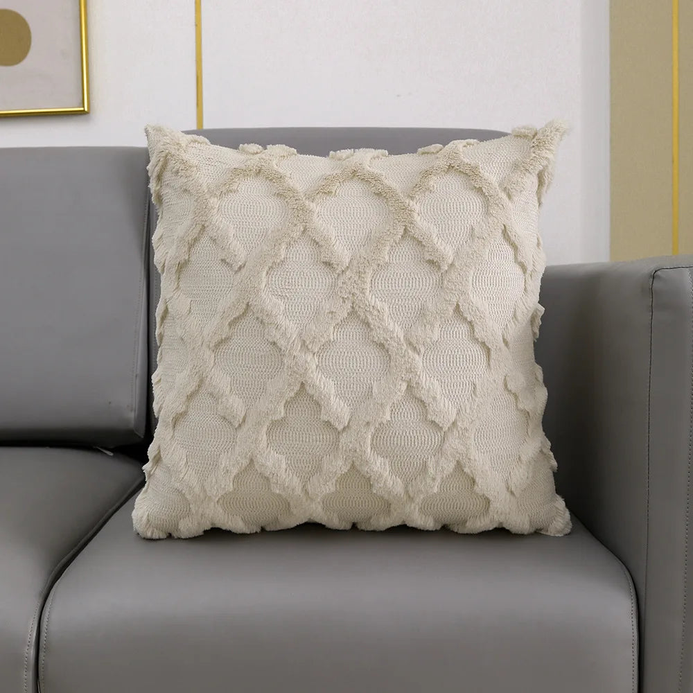 DecorBites™ Fluffy Embroidery Diamond Cushion Cover for Home Decor - 45x45cm