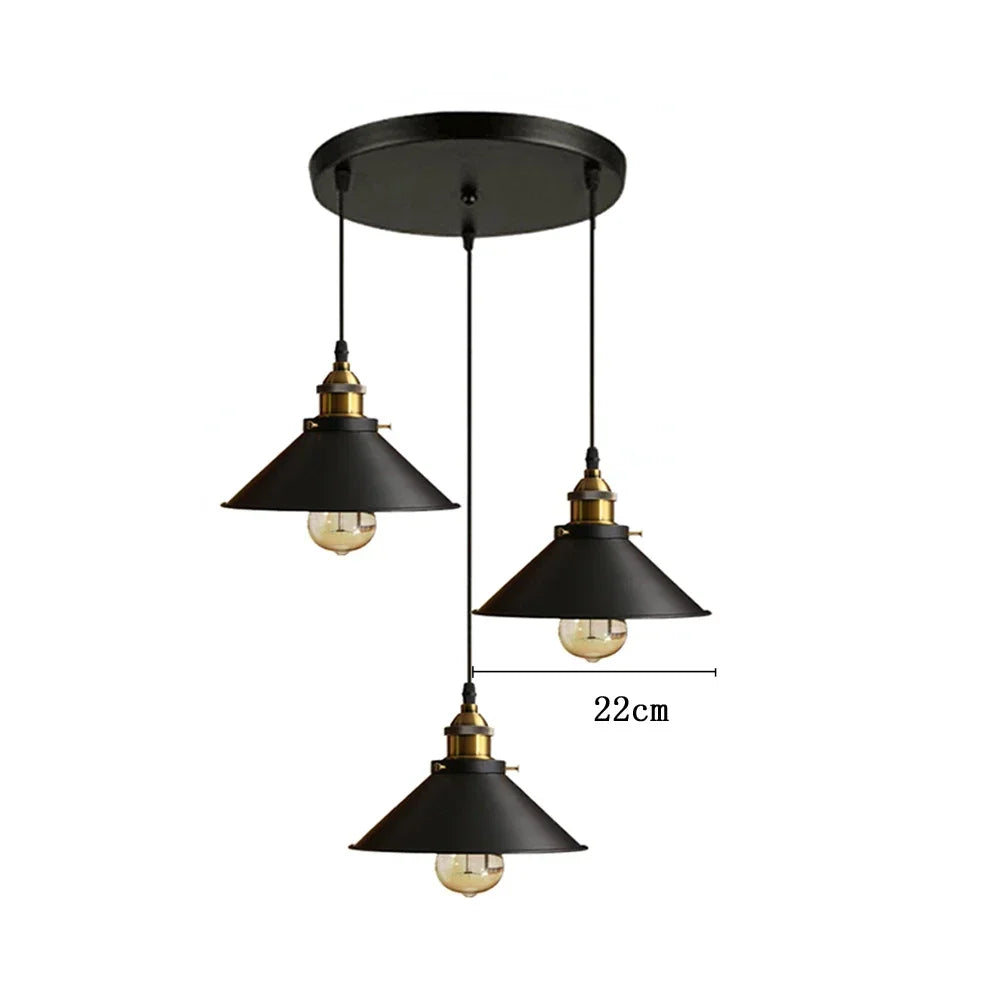 Black Vintage Multi-Head Metal Pendant Light