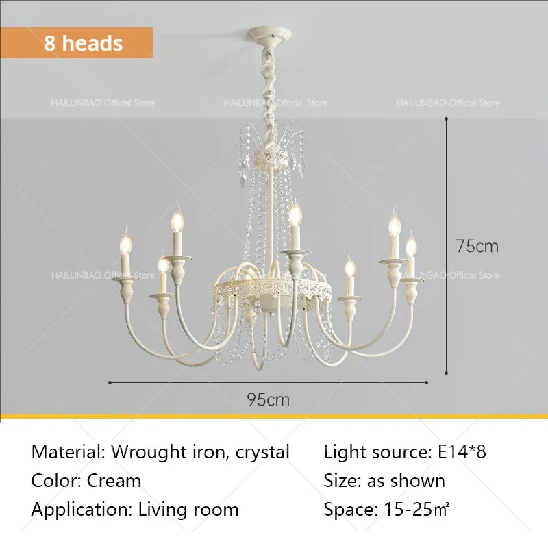 DecorBites™ French Light Luxury Living Room Chandelier American Atmosphere Candle Lamp