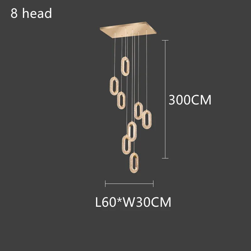 DecorBites™ Gold Acrylic Chandelier LED Pendant Light Modern Staircase Bedroom Living Room Decor