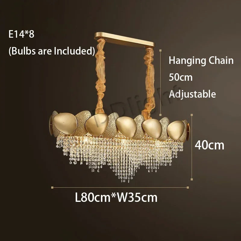 DecorBites™ Crystal Tassles LED Pendant Chandelier | Modern Luxury Living Room Ceiling Light