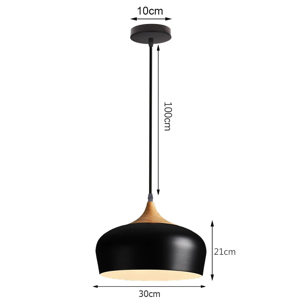 Black Wood Industrial Pendant Light