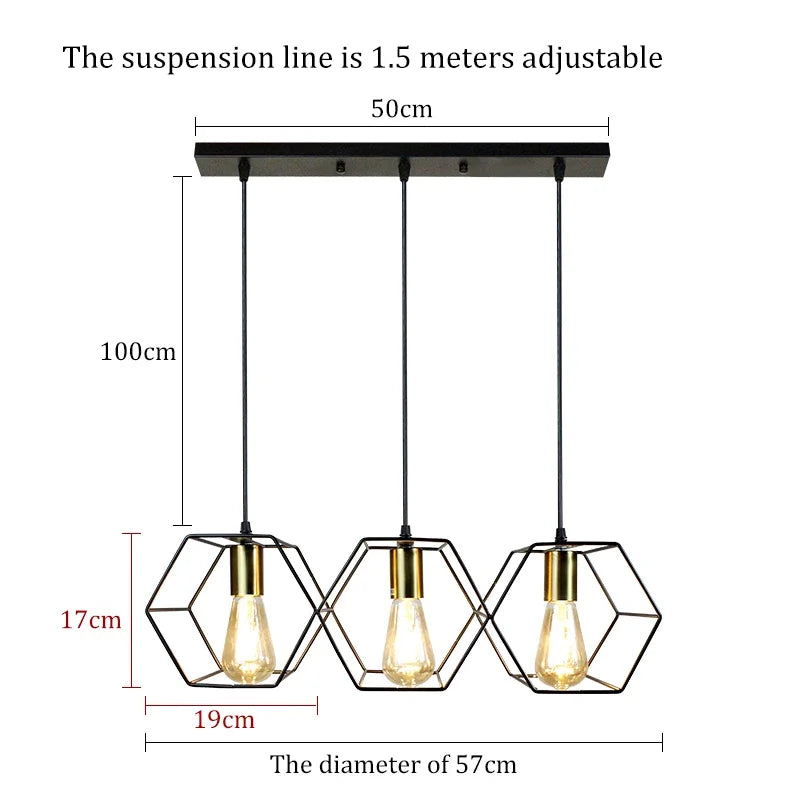DecorBites™ Industrial LED Hanging Pendant Light Fixture for Dining Room and Living Room