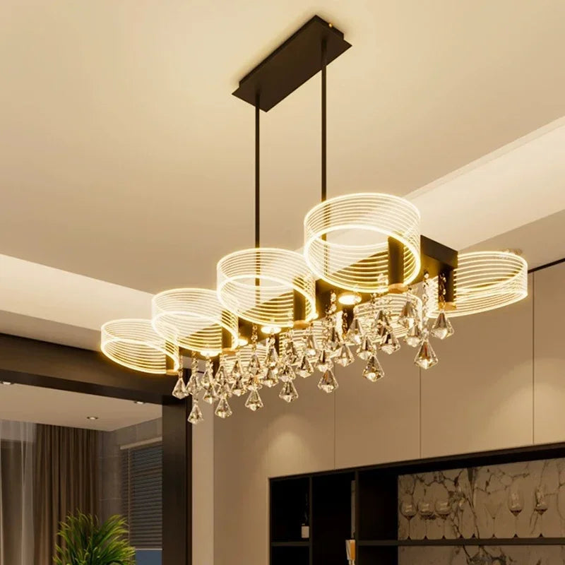 DecorBites™ Acrylic Lustre Chandelier for Living Room, Bedroom, Kitchen - Hanging Ceiling Lamps