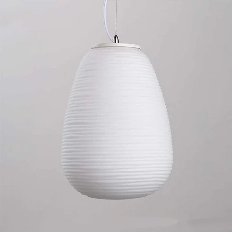 DecorBites™ Glass Whorls Cocoon Pendant Light: Milky White Kitchen Dining Hanging Lamp