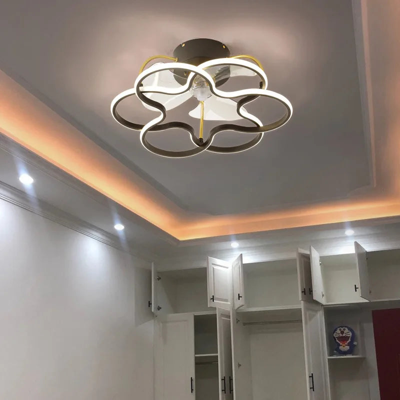 DecorBites™ LED Ceiling Fan with Remote Control, Modern Silent Lighting Fixture for Bedroom and Dining Room
