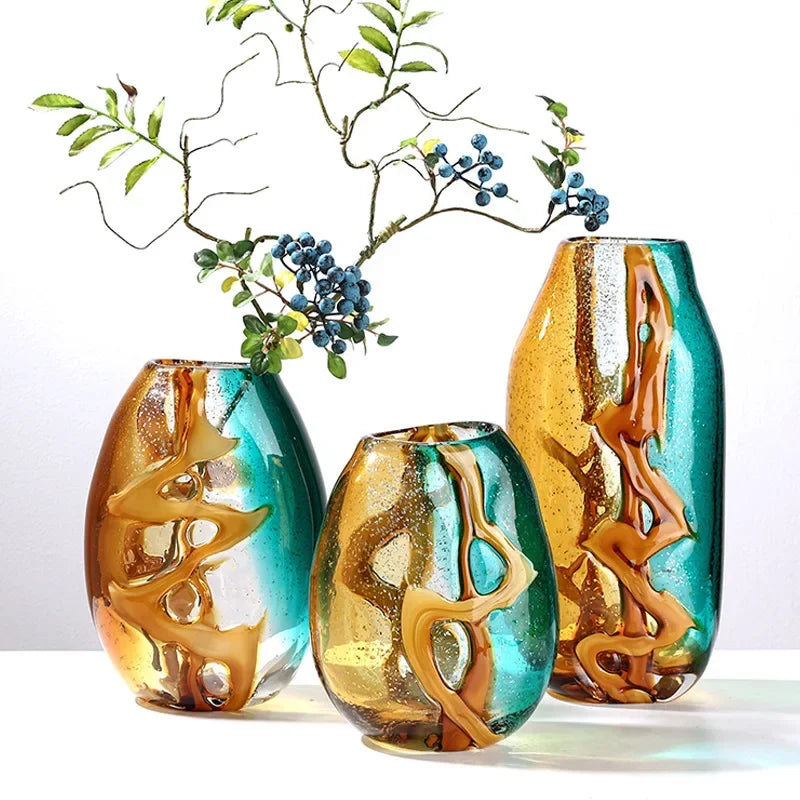 DecorBites™ Abstract Ripple Glass Vase - Home Decor Hydroponic Flower Vase