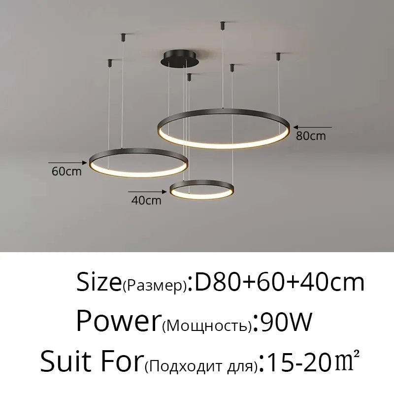 مصباح قلادة حلقي LED أكريليك DecorBites™، تصميم حديث بسيط للثريا الفنية
