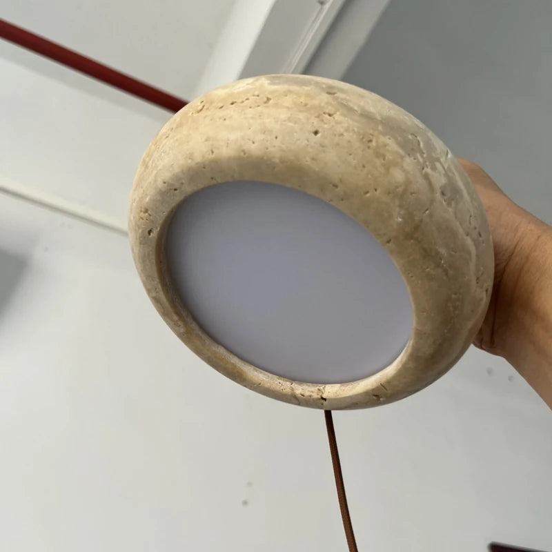 Modern Yellow Travertine Stone Pendant Light
