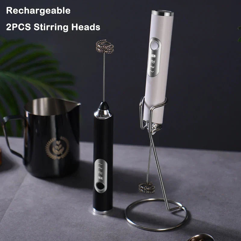 DecorBites™ Electric Milk Frother Mixer 3-Speeds Whisk Blender Foamer Egg Beater