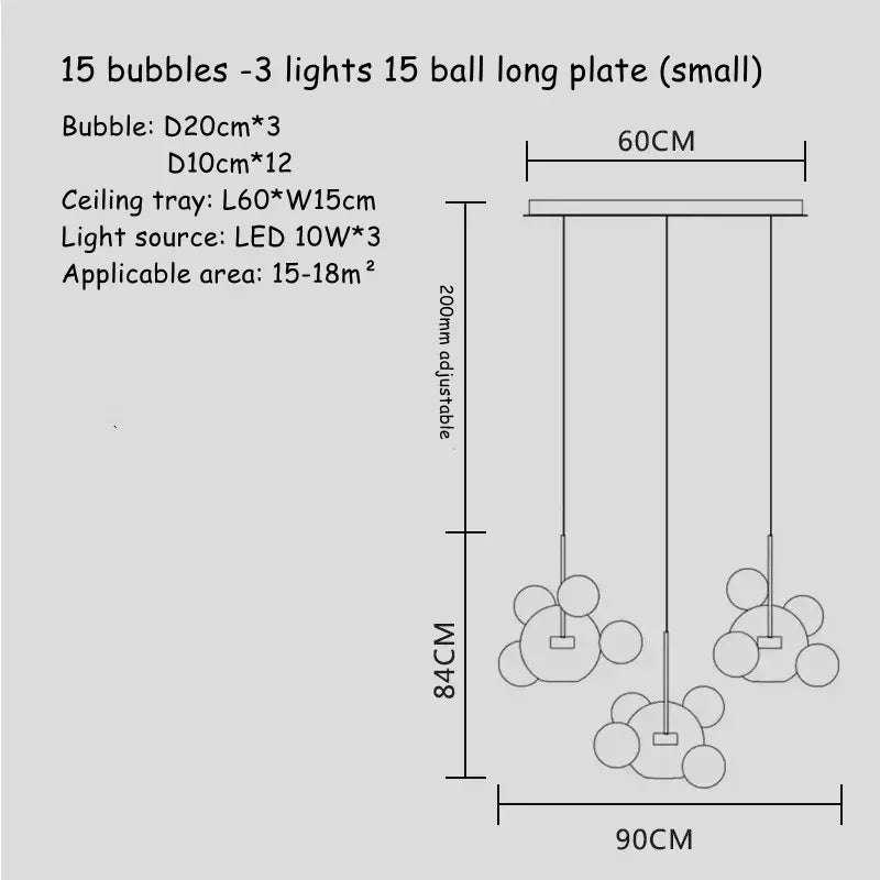 DecorBites™ Art Deco Glass Bubble Chandelier: Customized for Living Room, Dining Room, Bar