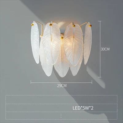 Feather Glass Gold Pendant Light