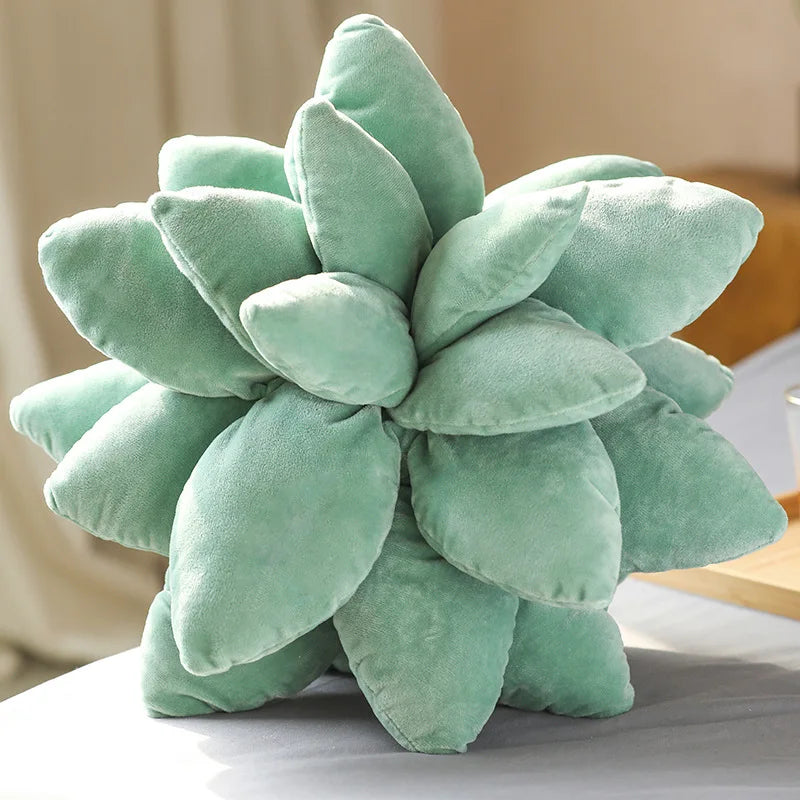 DecorBites™ 3D Succulent Cactus Flower Throw Pillow - Handcrafted Lavender Decor