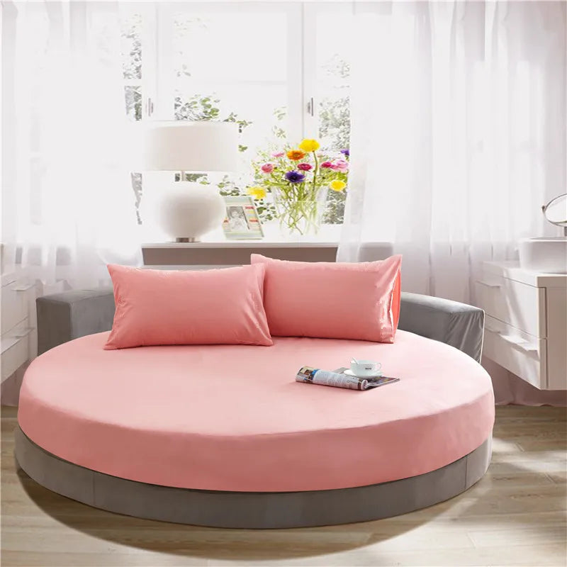 DecorBites™ Cotton Round Fitted Bed Sheet Set with Pillowcases