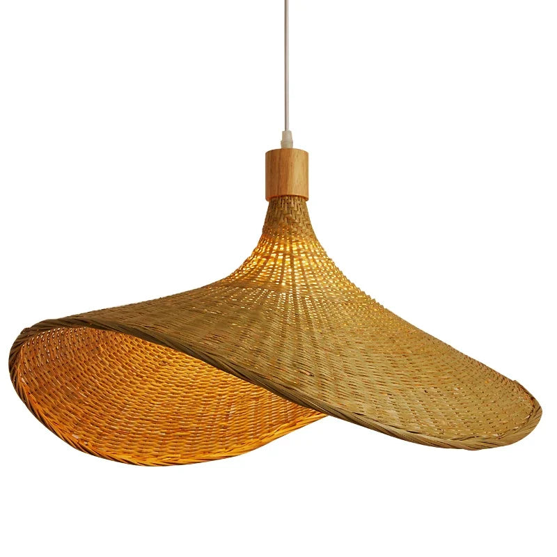DecorBites™ Bamboo Wicker Chandelier Ceiling Hanging Lamp Dining Room Pendant Light